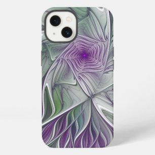 Flower Dream, Abstract Purple Green Fractal Art iPhone Case