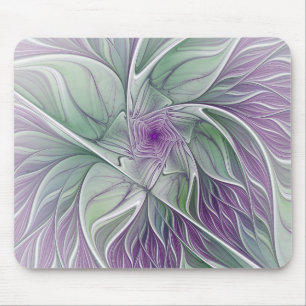 Flower Dream, Abstract Purple Green Fractal Art Mouse Pad