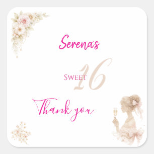 Flower Dreamy Soft Sweet 16 Birthday Sticker
