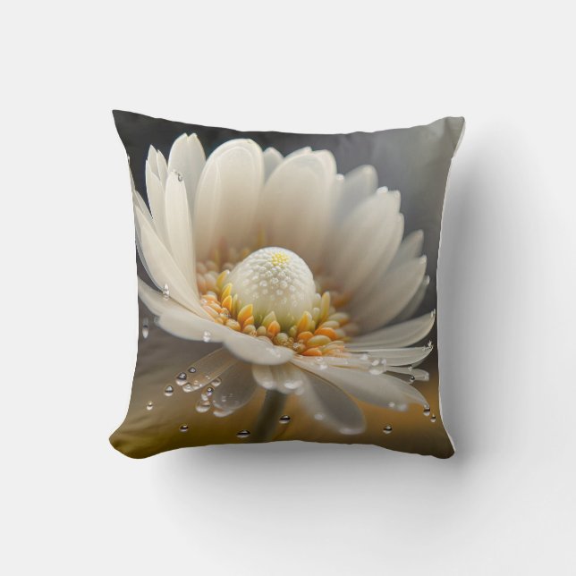 Flower Droplets Calm Tranquil Nature Peaceful Flow Cushion (Front)