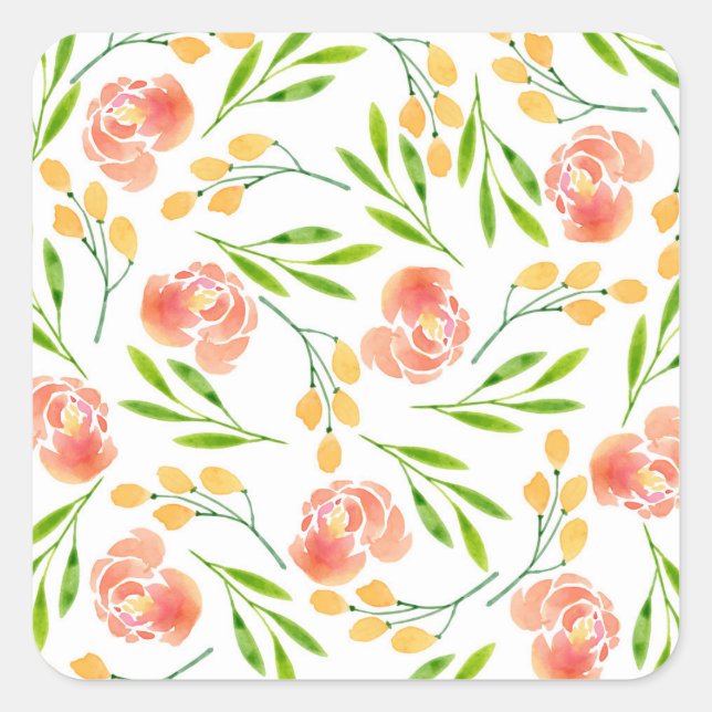 Flower Earrings Square Sticker (Front)