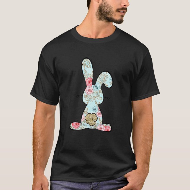 Flower Easter Bunny Rabbit Trio Cute Easter T-Shirt (Front)