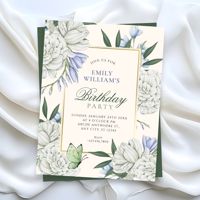 Flower elegant birthday invitation (Creator Uploaded)