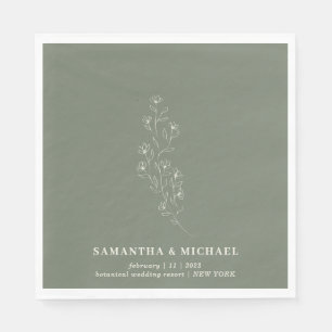 Flower Elegant Sage Green Indie Table Wedding Napkin