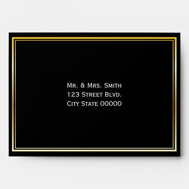 Flower Element with Gold Borders Envelopes (Front)