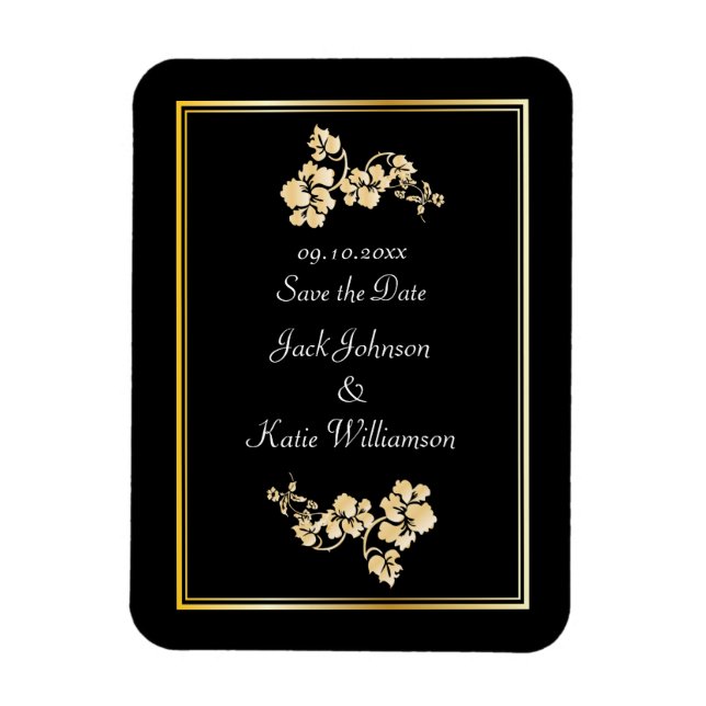 Flower Element with Gold Borders Magnet (Vertical)