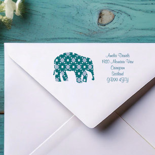 Flower  Elephant Address  Rubber Stamp