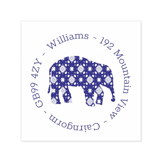 Flower  Elephant Address  Self-inking Stamp (Design)