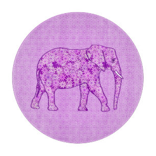 Flower elephant - amethyst purple cutting board