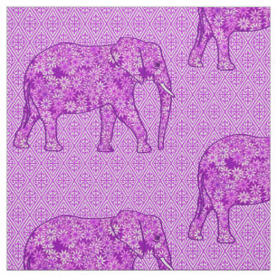 Flower elephant - amethyst purple fabric
