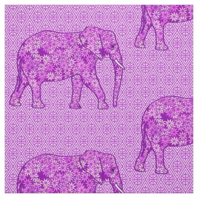 Flower elephant - amethyst purple fabric (Swatch)