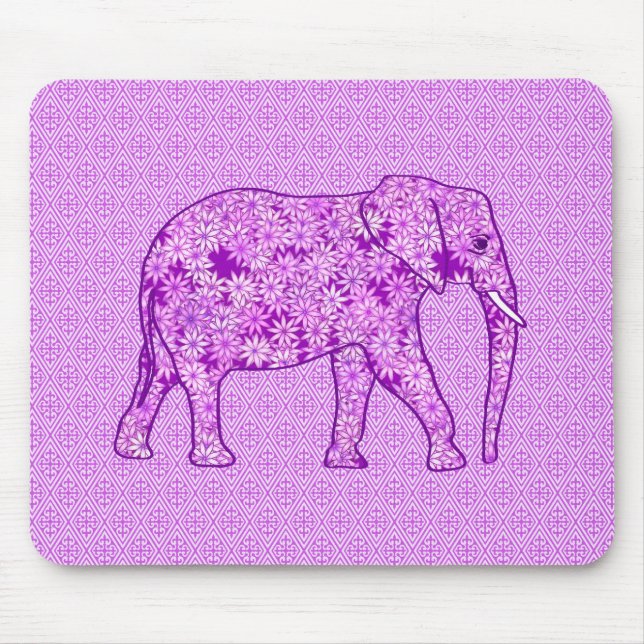 Flower elephant - amethyst purple mouse pad (Front)