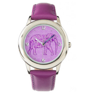 Flower elephant - amethyst purple watch