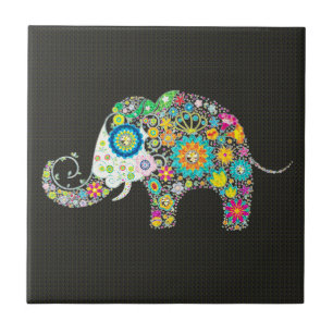 Flower Elephant - Diamond Studs Ceramic Tile