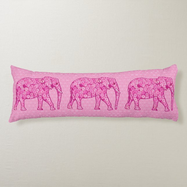 Flower elephant - fuchsia pink body cushion (Front)