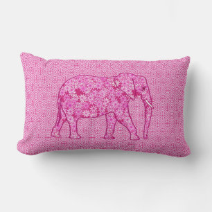 Flower elephant - fuchsia pink lumbar cushion