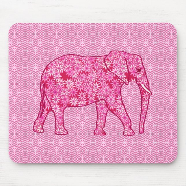 Flower elephant - fuchsia pink mouse pad (Front)