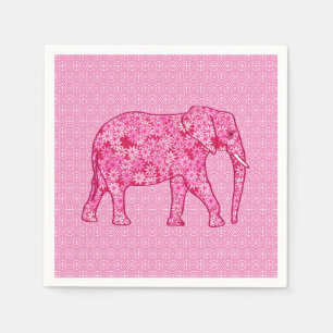 Flower elephant - fuchsia pink napkin