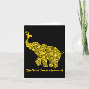 Flower Elephant Gold Ribbon Childhood Cancer Aware Card