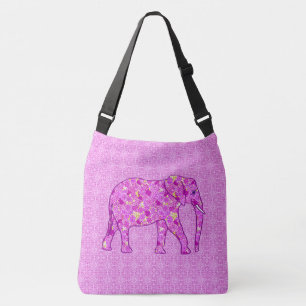 Flower elephant - orchid and magenta crossbody bag