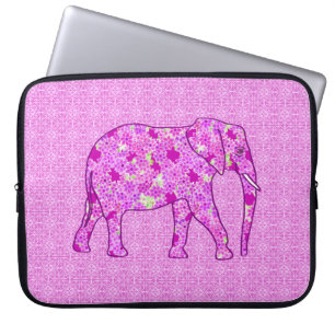 Flower elephant - orchid and magenta laptop sleeve