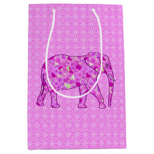 Flower Elephant, Orchid and Magenta Medium Gift Bag