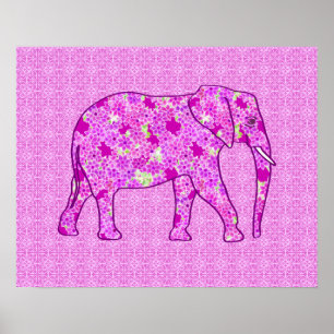 Flower elephant - orchid and magenta poster