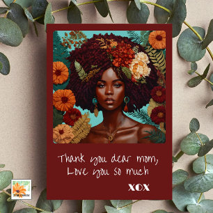 flower embroidery mother's day with beautiful face card