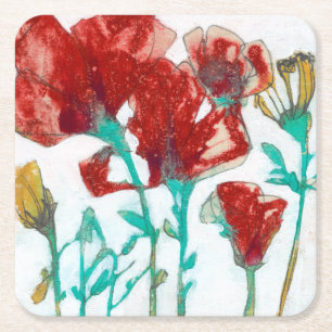 Flower Expression II Square Paper Coaster
