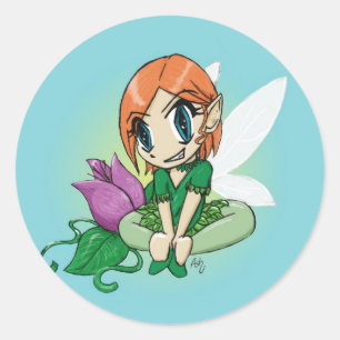 Flower Fairy Classic Round Sticker