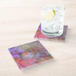 Flower Fairy Double Exposure Fantasy Art Glass Coaster