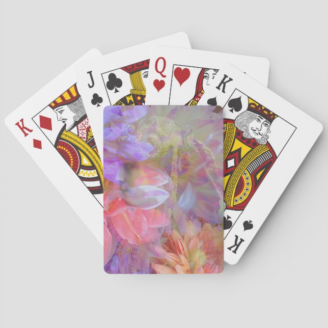 Flower Fairy Double Exposure Fantasy Art Playing Cards (Back)