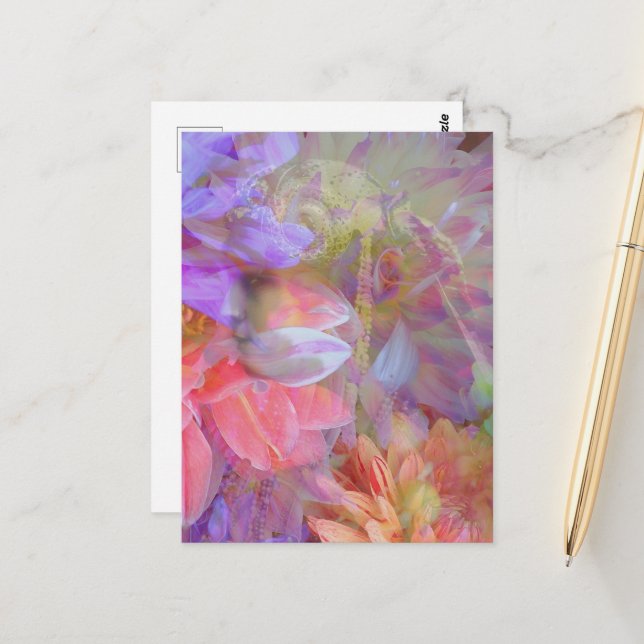 Flower Fairy Double Exposure Fantasy Art Postcard (Front/Back In Situ)