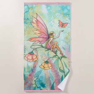 Flower Fairy Fantasy Art Beach Towel