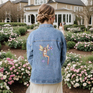 Flower Fairy Illustration by Molly Harrison Denim Jacket