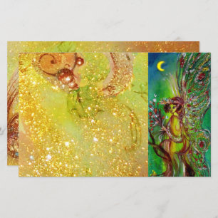 FLOWER FAIRY IN MOONLIGHT Yellow Green Fantasy