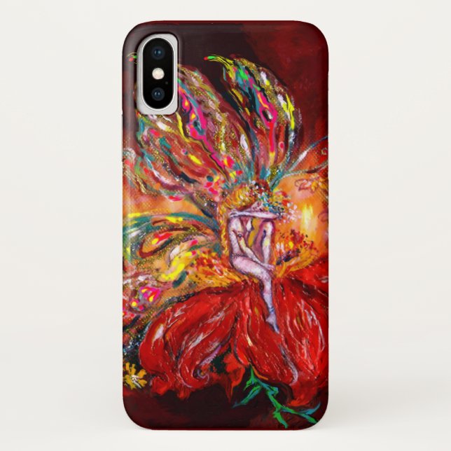 FLOWER FAIRY IN RED  Fantasy Case-Mate iPhone Case (Back)