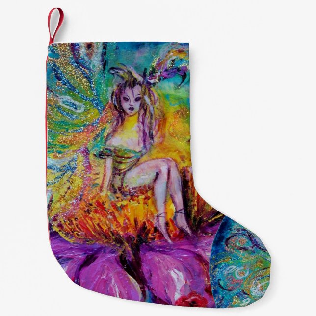 FLOWER FAIRY IN THE NIGHT SMALL CHRISTMAS STOCKING (Front)