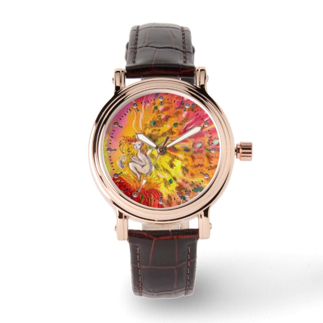 FLOWER FAIRY OF DAWN Red Yellow Fantasy Watch (Front)