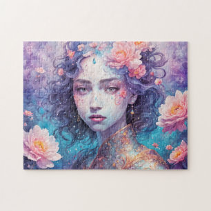 Flower Fairy with Blue Hair Jigsaw Puzzle