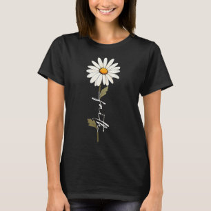 Flower Faith God Cursive Writing Jesus Cross Art O T-Shirt