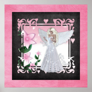 Flower Fantasy Angel Design Poster Print