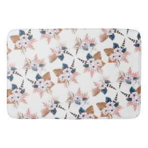 Flower Feather Boho Geometric Bath Mat