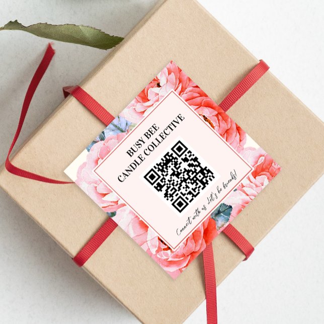 Flower Feminine Business QR Code Package Sticker (Creator Uploaded)