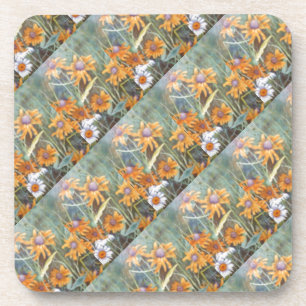 "Flower Field #1 Tiled Pattern" Floral Coaster Set