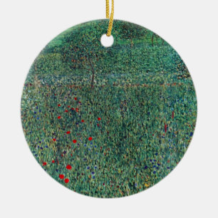 Flower Field in Litzlberg Klimt, Vintage Landscape Ceramic Ornament