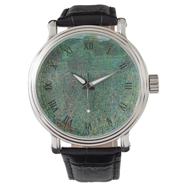 Flower Field in Litzlberg Klimt, Vintage Landscape Watch (Front)