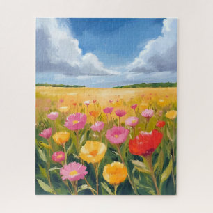 Flower Field Landscape Painting Nature Jigsaw Puzzle