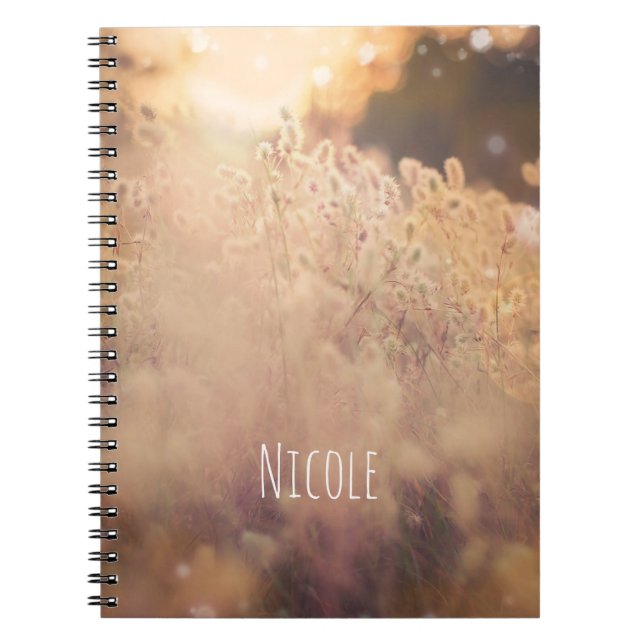 Flower Field Rustic Country Sunset Dusk Custom Notebook (Front)