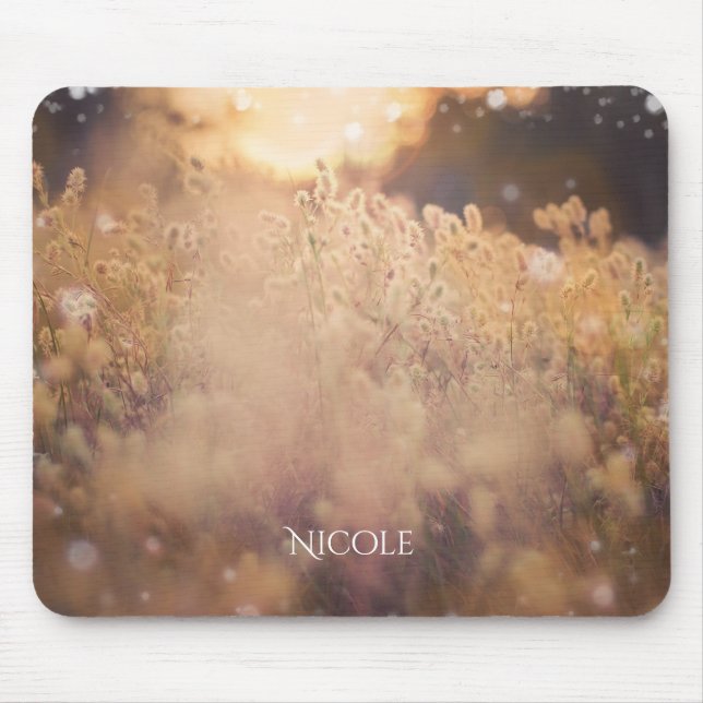 Flower Field Rustic Country Sunset Dusk Mouse Pad (Front)